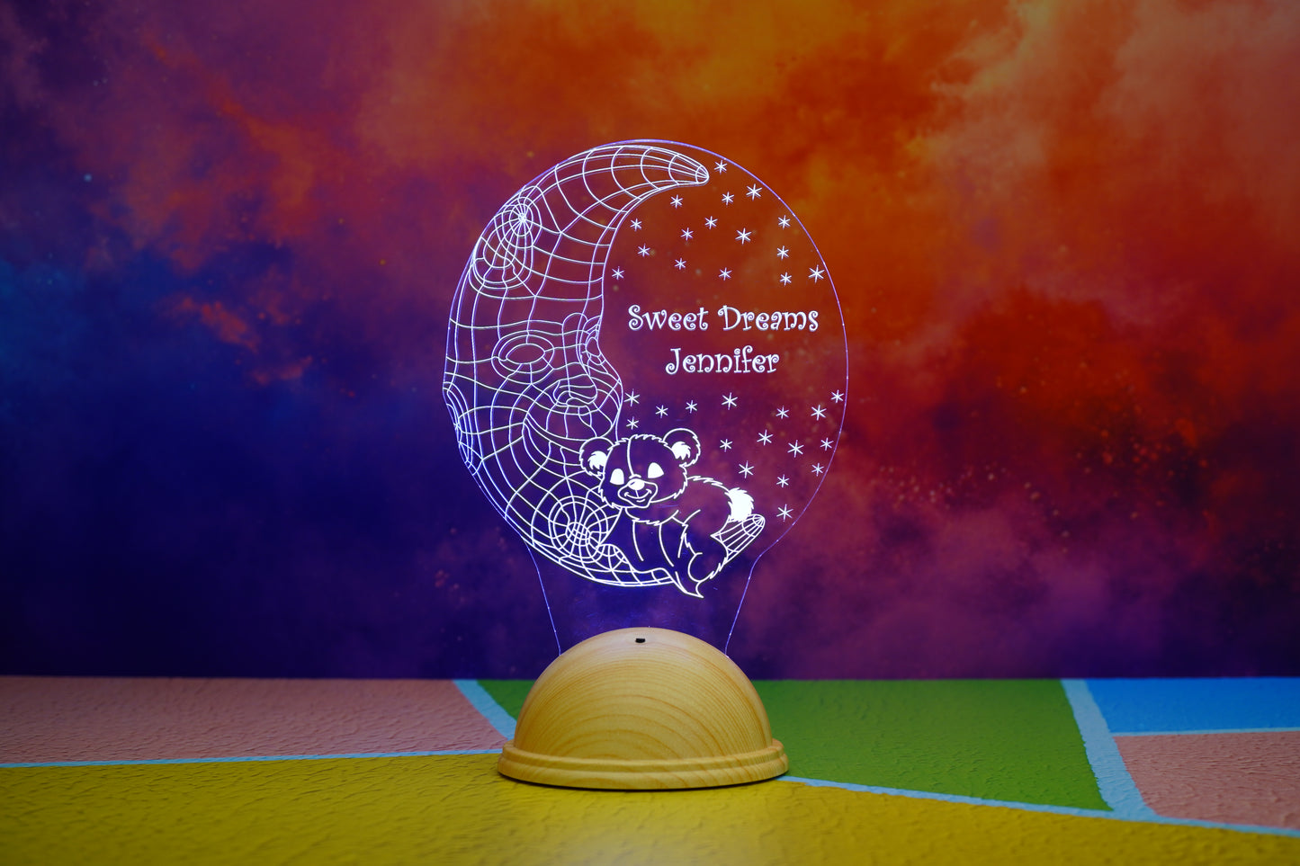 Moon and Bear Personalized 3D Led Lamp