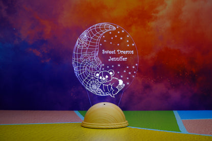 Moon and Bear Personalized 3D Led Lamp