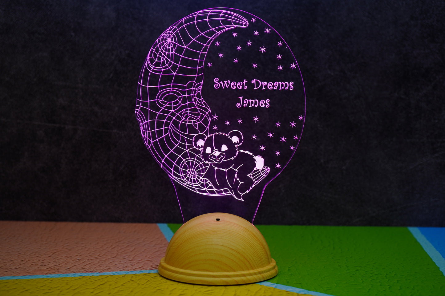 Moon and Bear Personalized 3D Led Lamp