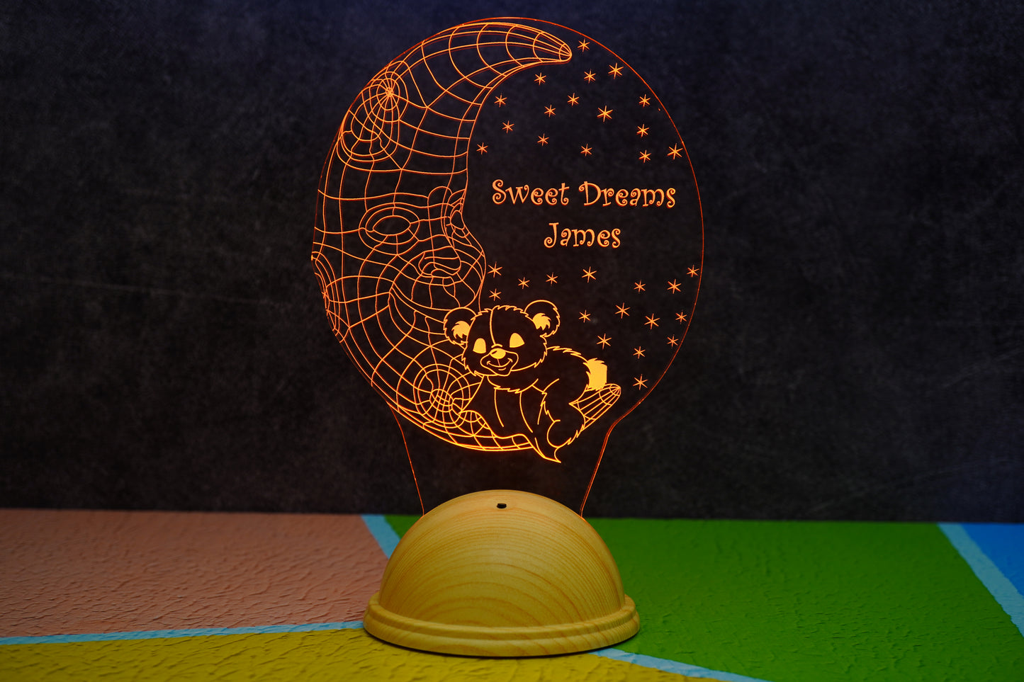 Moon and Bear Personalized 3D Led Lamp