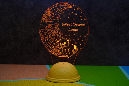 Moon and Bear Personalized 3D Led Lamp