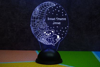 Moon and Bear Personalized 3D Led Lamp