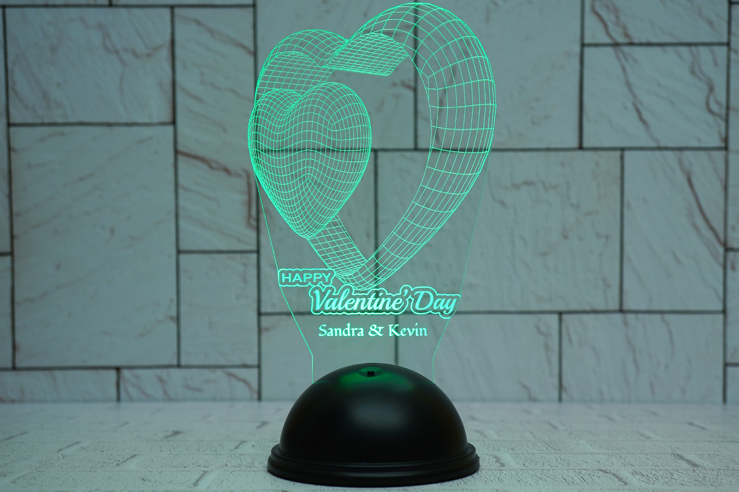 Valentine's Day Personalized 3D Led Lamp with Double Heart