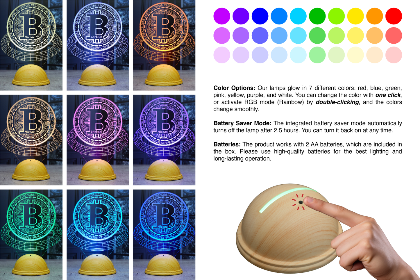 Crypto themed 3D Led Lamp