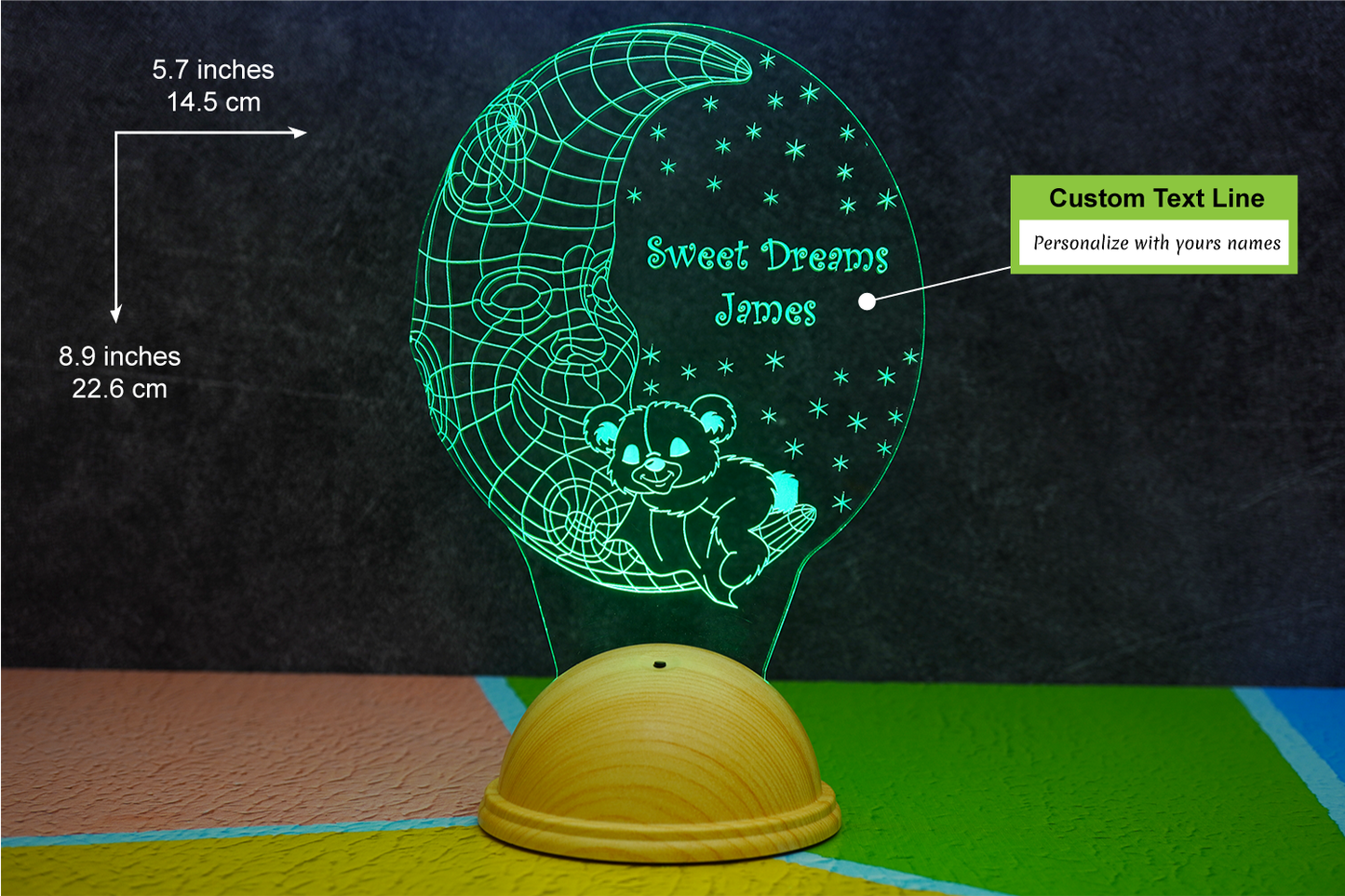 Moon and Bear Personalized 3D Led Lamp