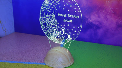 Moon and Bear Personalized 3D Led Lamp