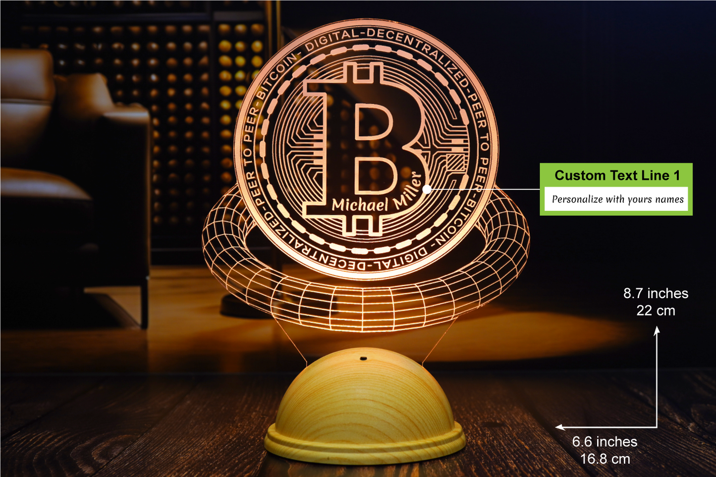 Crypto themed 3D Led Lamp